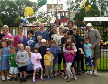 A happy group of Grandparents and Grandchildren at Wicksteed Park
